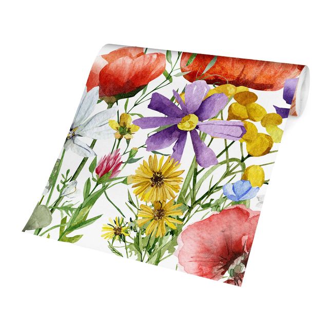 Fotobehang Watercolour Flowers
