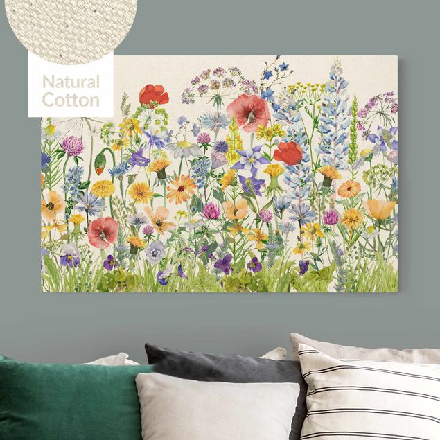 Natuurlijk canvas schilderijen Watercolour Flower Meadow