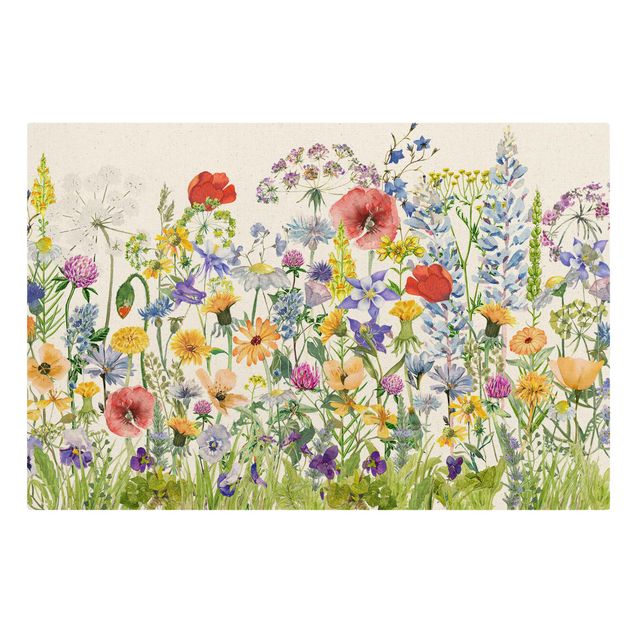 Natuurlijk canvas schilderijen Watercolour Flower Meadow