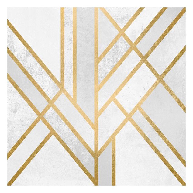Fotobehang Art Deco Geometry White Gold