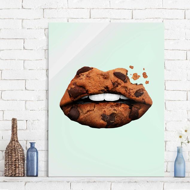 Glasschilderijen Lips With Biscuit