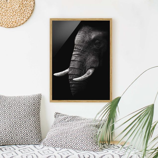 Ingelijste posters Dark Elephant Portrait