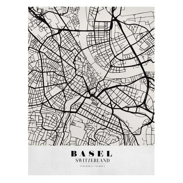 Canvas schilderijen Basel City Map - Classic