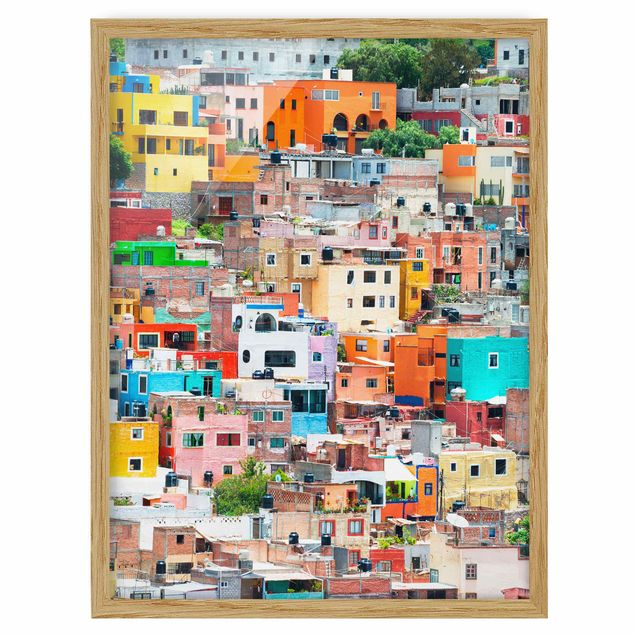 Ingelijste posters Coloured Houses Front Guanajuato