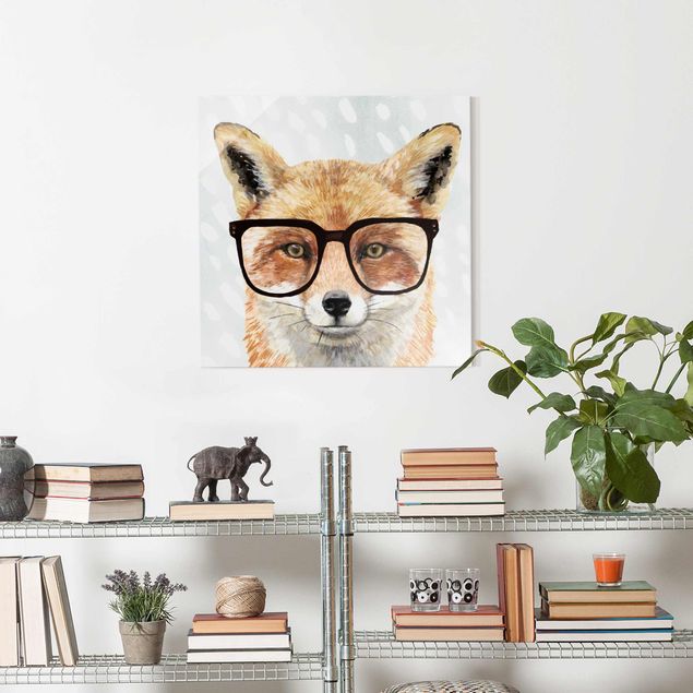 Glasschilderijen Animals With Glasses - Fox