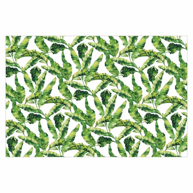 Patroonbehang Banana Leaf Watercolour Pattern