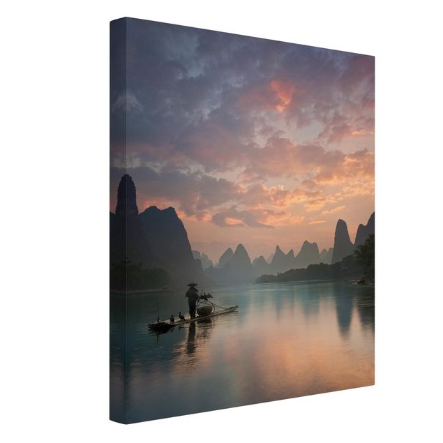 Canvas schilderijen Sunrise Over Chinese River