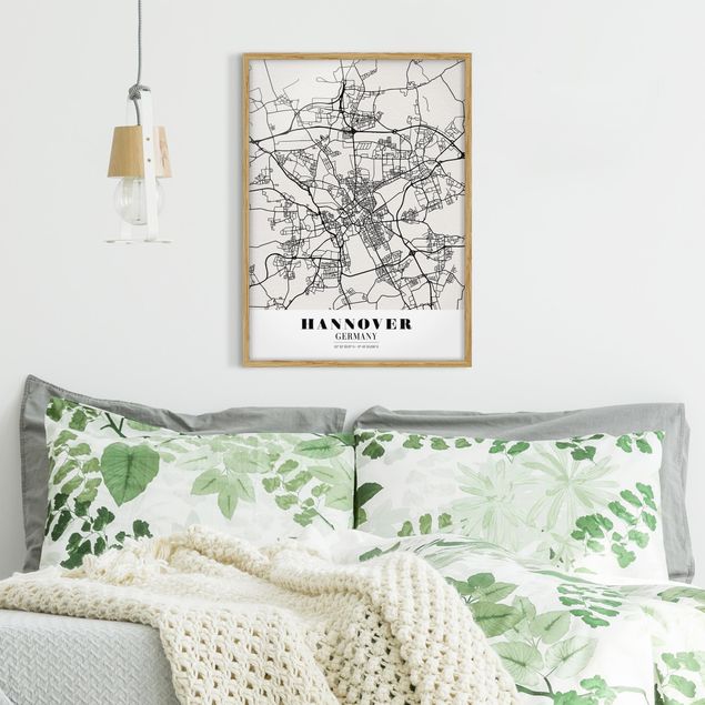 Ingelijste posters Hannover City Map - Classic