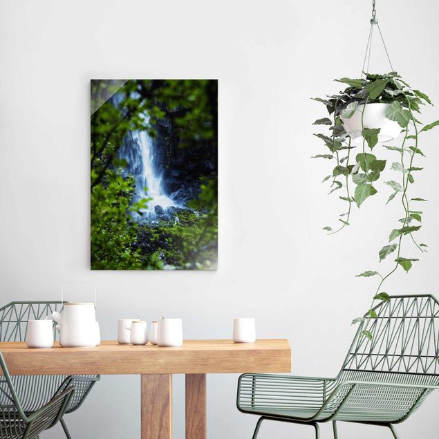 Glasschilderijen View Of Waterfall