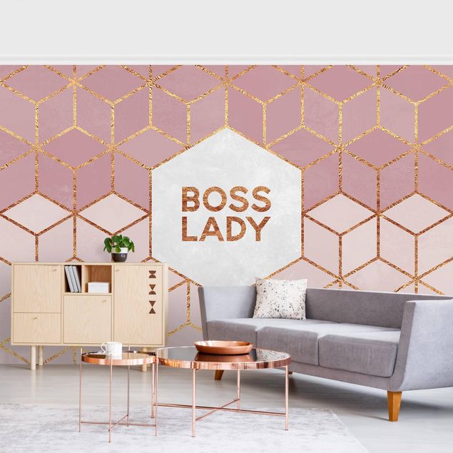 Fotobehang Boss Lady Hexagons Pink