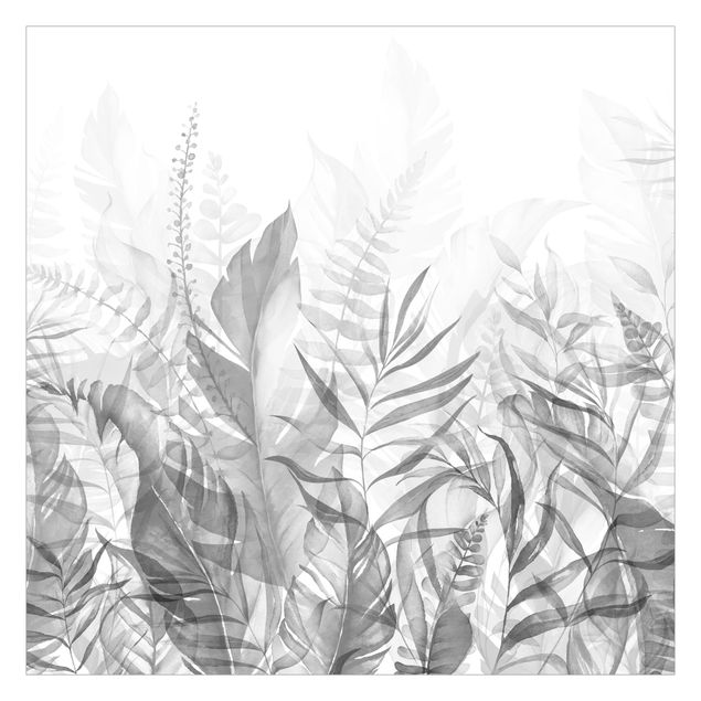 Fotobehang Botany - Tropical Leaves Grey