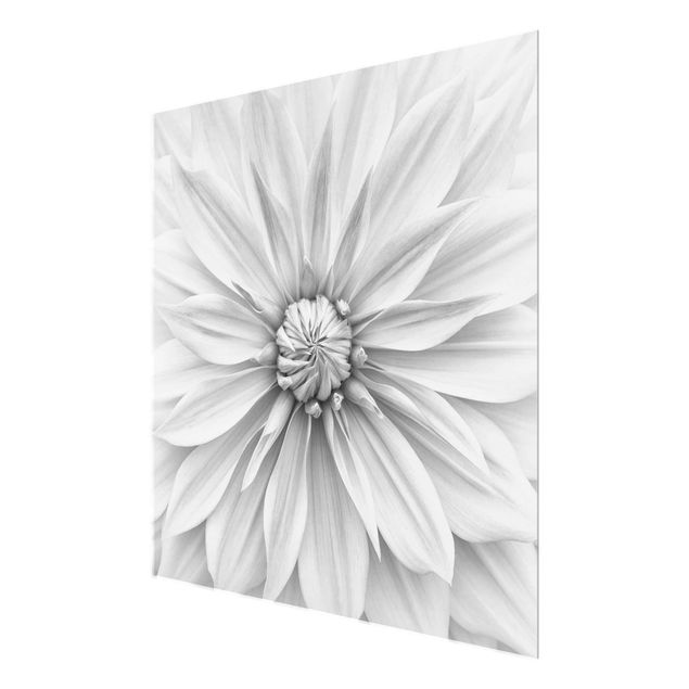 Glasschilderijen Botanical Blossom In White