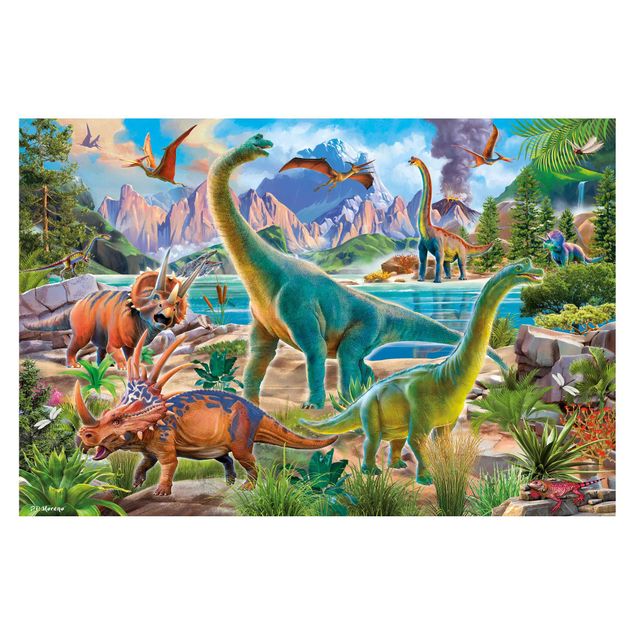 Fotobehang Brachiosaurus And Tricaterops