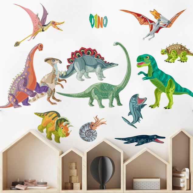 Muurstickers dino Colorful dinosaur set