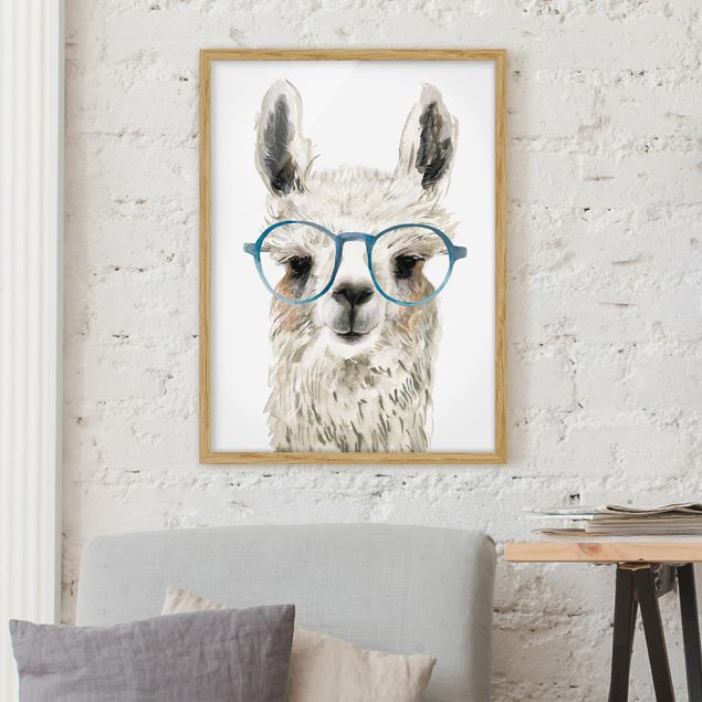 Ingelijste posters Hip Lama With Glasses III