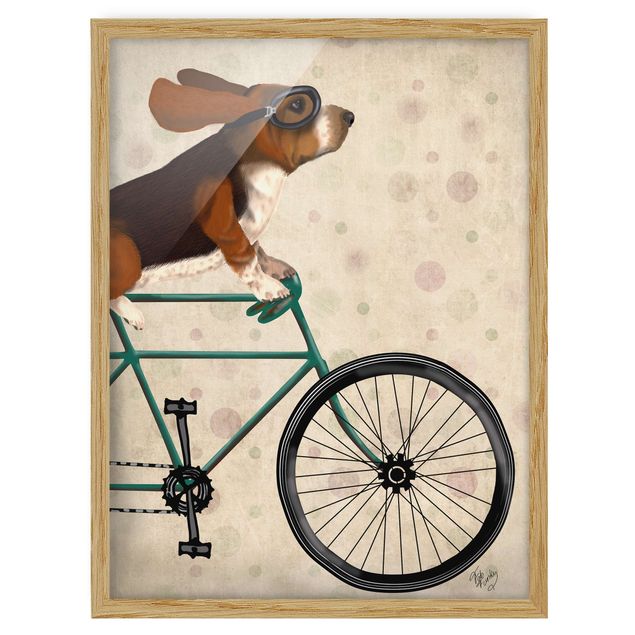 Ingelijste posters Cycling - Basset On Bike