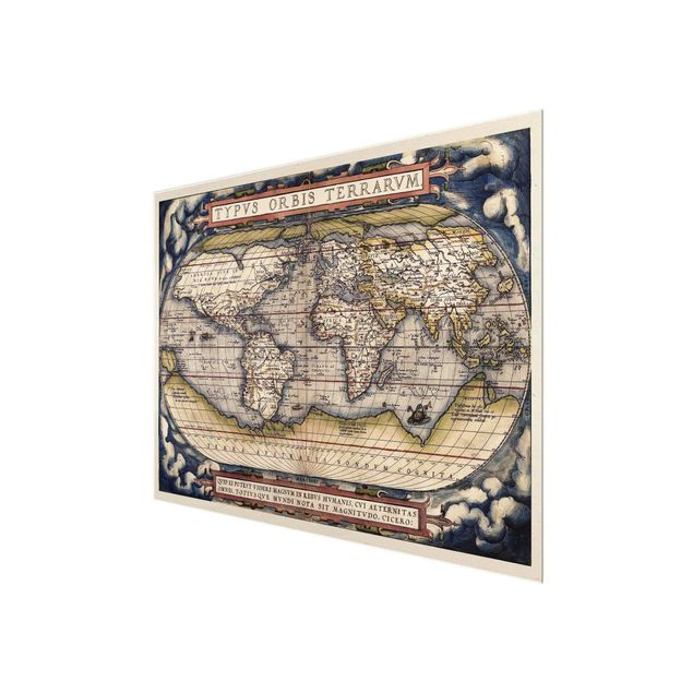 Glasschilderijen Historic World Map Typus Orbis Terrarum