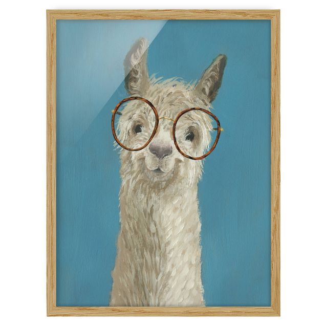 Ingelijste posters Lama With Glasses I