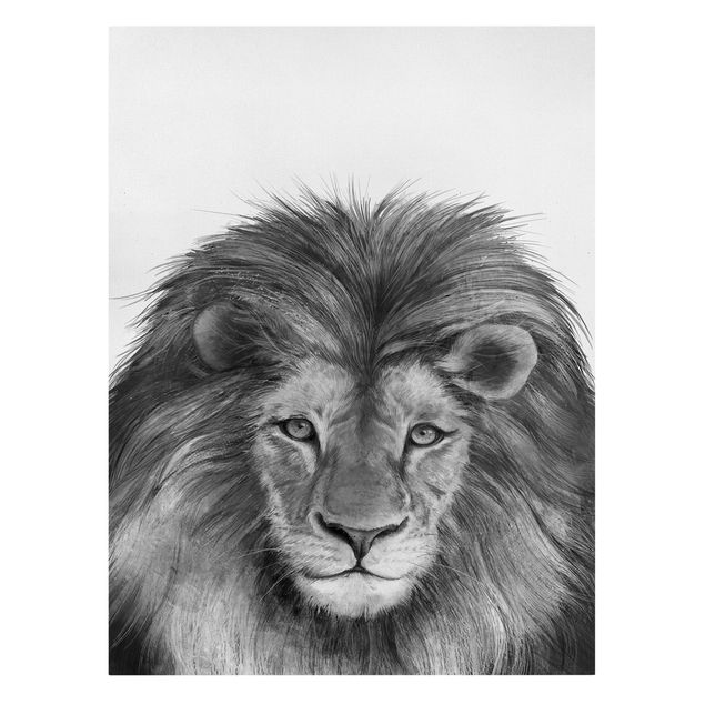 Canvas schilderijen Illustration Lion Monochrome Painting