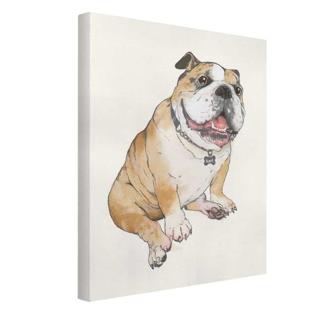 Canvas schilderijen Illustration Dog Bulldog Painting