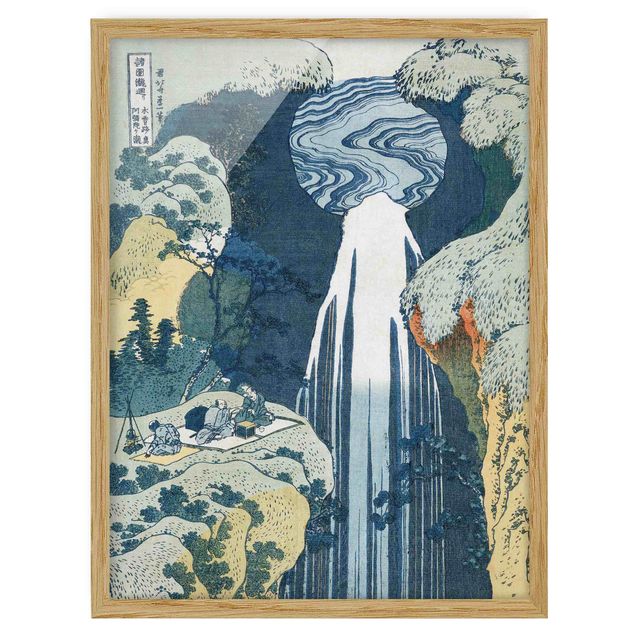 Ingelijste posters Katsushika Hokusai - The Waterfall of Amida behind the Kiso Road