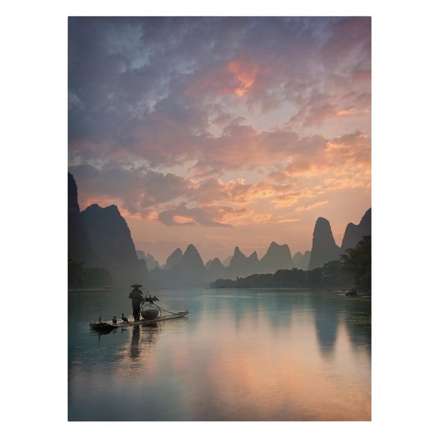 Canvas schilderijen Sunrise Over Chinese River