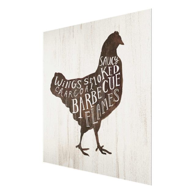 Glasschilderijen Farm BBQ - Chicken