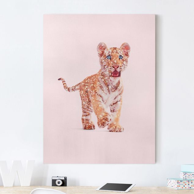 Canvas schilderijen Tiger With Glitter