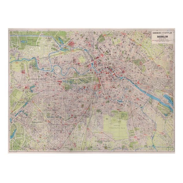 Canvas schilderijen Vintage Map Berlin