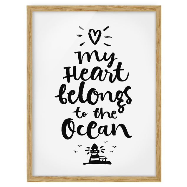 Ingelijste posters My Heart Belongs To The Ocean