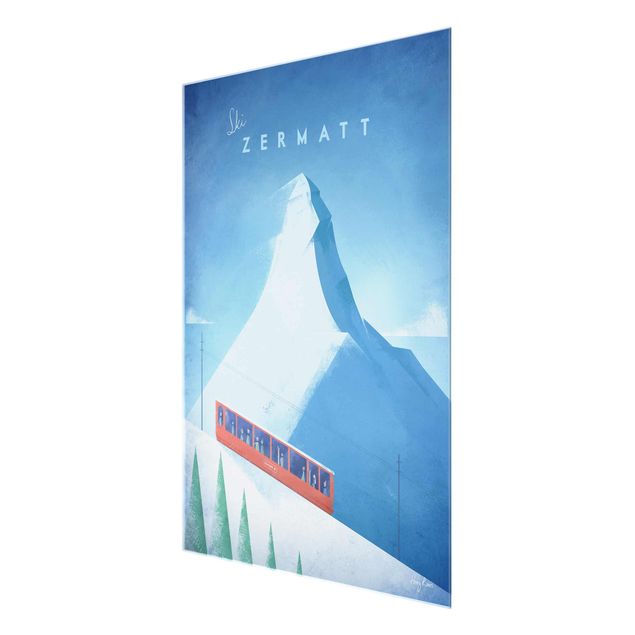 Glasschilderijen Travel Poster - Zermatt