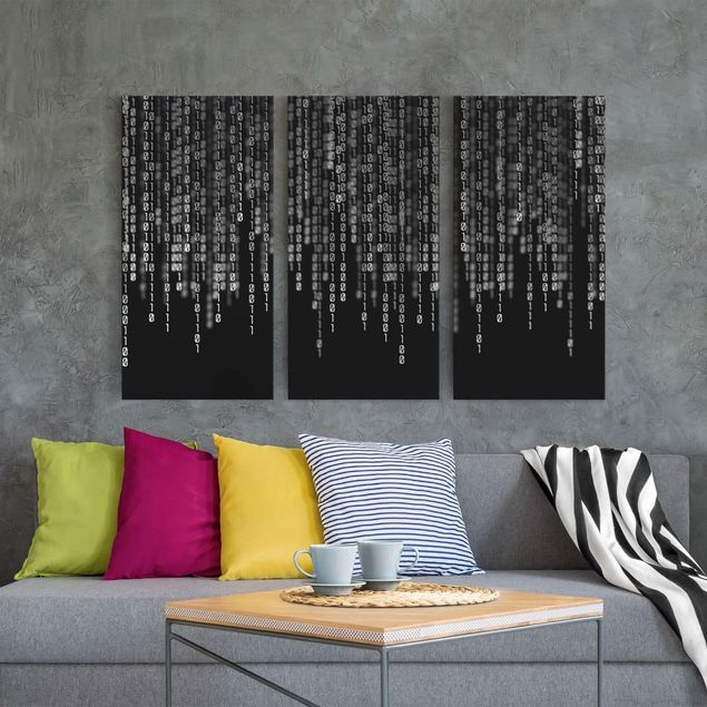 Canvas schilderijen - 3-delig Binary Code II