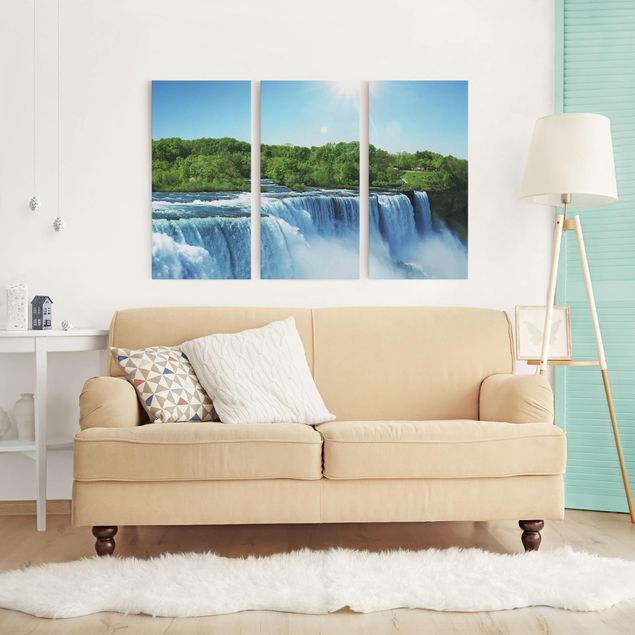 Canvas schilderijen - 3-delig Waterfall Scenery