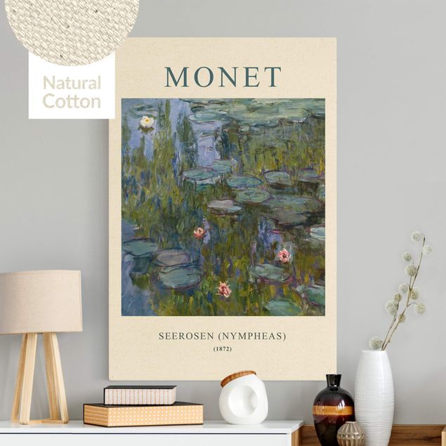Natuurlijk canvas schilderijen Claude Monet - Waterlilies (Nymphaeas) - Museum Edition