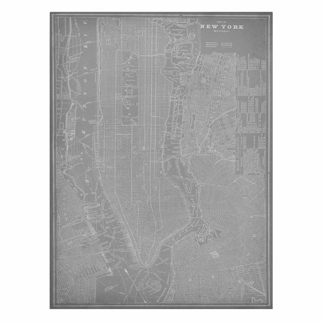 Canvas schilderijen Vintage Map New York Manhattan