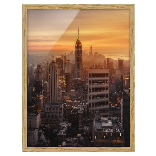 Ingelijste posters Manhattan Skyline Evening