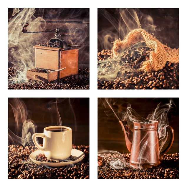Canvas schilderijen - 4-delig Coffee - Steam