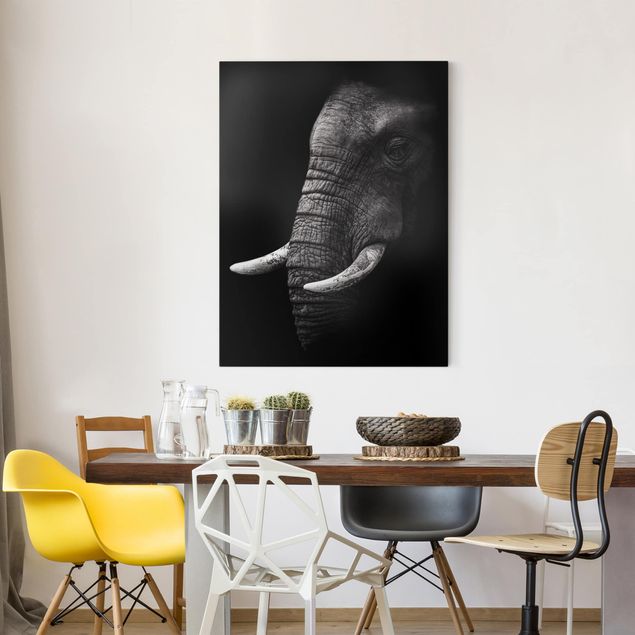 Canvas schilderijen Dark Elephant Portrait