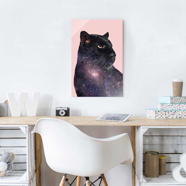Glasschilderijen Panther With Galaxy