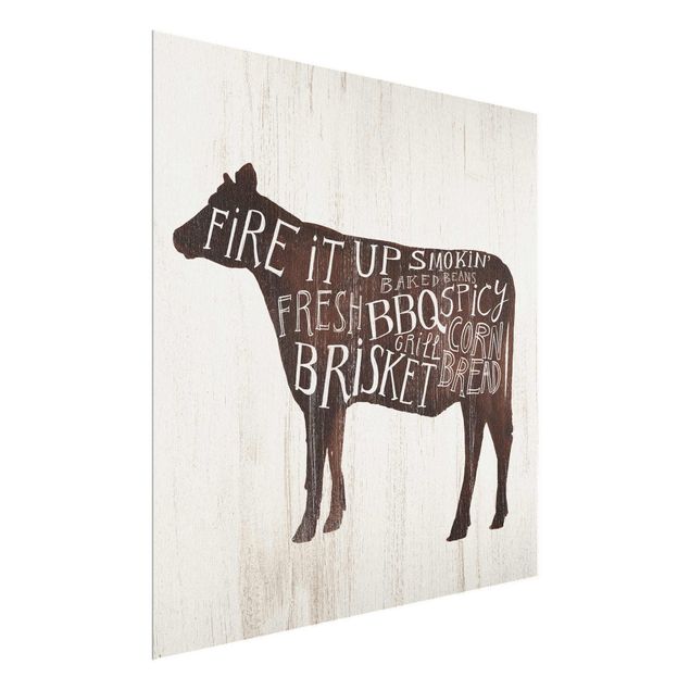 Glasschilderijen Farm BBQ - Cow