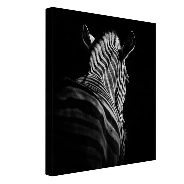 Canvas schilderijen Dark Zebra Silhouette