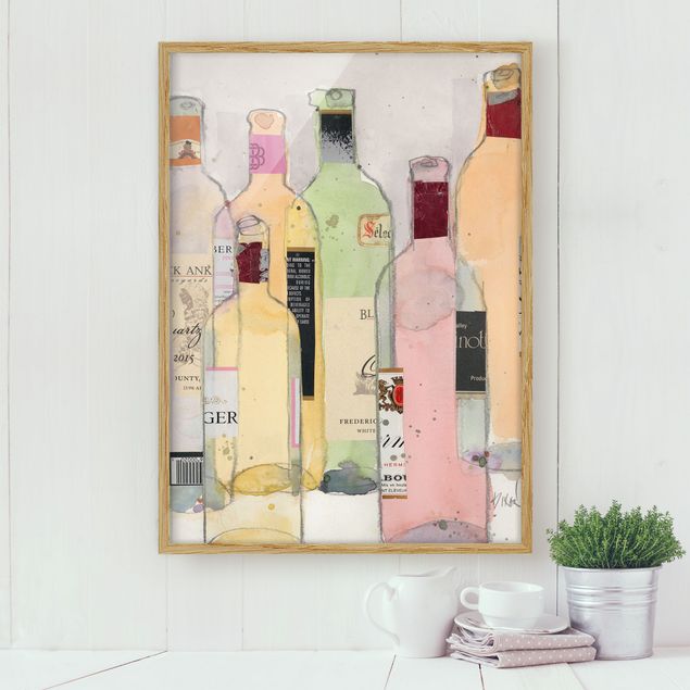 Ingelijste posters Wine Bottles In Watercolour I