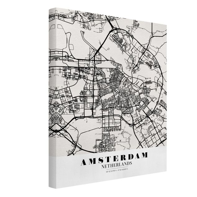 Canvas schilderijen Amsterdam City Map - Classic