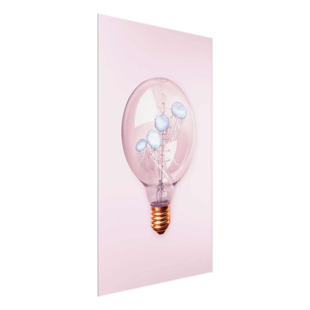 Glasschilderijen Light Bulb With Jellyfish