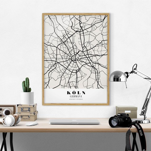 Ingelijste posters Cologne City Map - Classic