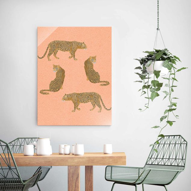 Magnettafel Glas Illustration Leopard Pink Painting