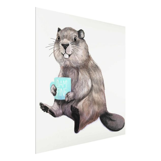 Glasschilderijen Illustration Beaver Wit Coffee Mug