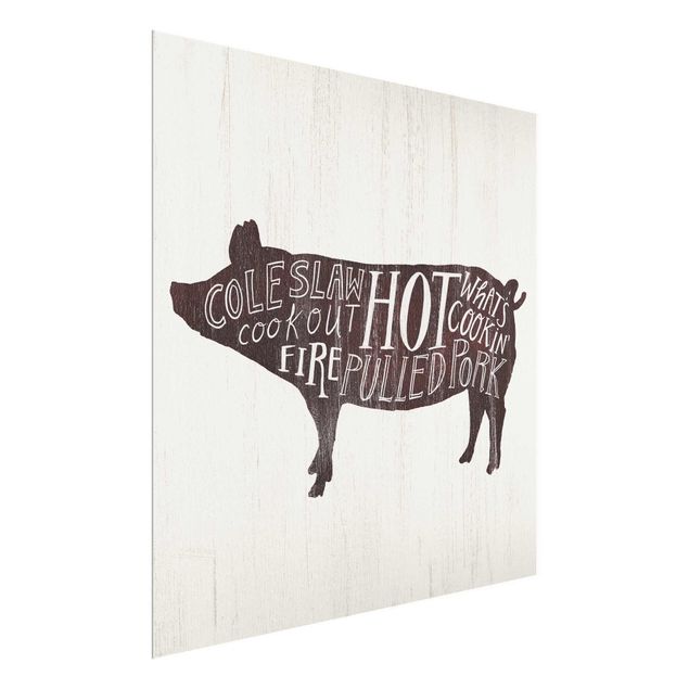 Glasschilderijen Farm BBQ - Pig