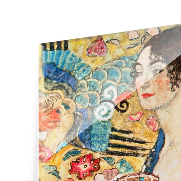 Glasschilderijen Gustav Klimt - Lady With Fan