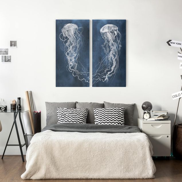 Canvas schilderijen - 2-delig  Jellyfish Dance Set I